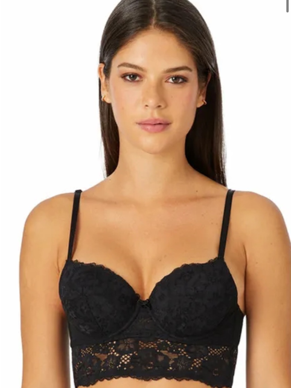 Adore Me Black Lace Longline Push-Up Bra